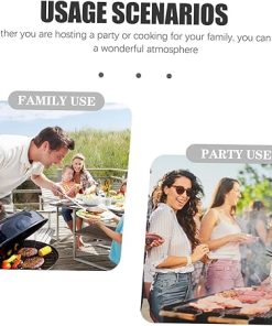 Non-stick Bbq Plate Handle Square Grill Pan Outdoor Grill Topper Easy Clean Stainless Steel Grilling Accessories 2