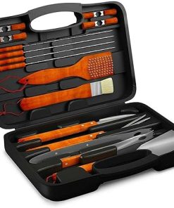 KPJQ 18 Pc Grill Tool Kit Spatula Tongs Brush Great Gift Barbeque Set with Case Grill Brush Grilling Accessories Grill brushs Grill Scraper Grill Cleaning Brush BBQ Brush BBQ Grill Brush Grill c