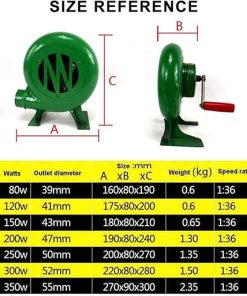 Iron Gear Popcorn Fan Manual Fan, Cooking Manual BBQ Air Blower, Heavy Duty Manual Forge Blower, Outdoor Fast Fire Starter Bellows, for Camping Barbecue Charcoal Grills Accessories(250W) 2