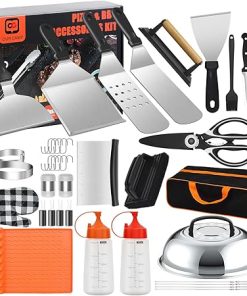 41PCS Griddle Accessories Kit for Blackstone & Camp Chef - Complete Flat Top Grill Set with Enlarged Spatulas, Scraper, Burger Press, and Carry Bag - Ideal for Outdoor BBQ, Camping, and Teppanyaki