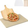 DcYourHome Universal Extra Large Pizza Stone for Oven BBQ Grilling, 22" x 14" Natural Cordierite Rectangular Baking Stone Pizza Making Accessories with Wood Pizza Peel Plastic Scraper for Baking Bread