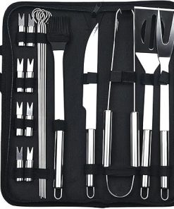 OOX 20pc BBQ Grill Tool Set - Professional BBQ Accessories Set for Outdoor Cooking Camping Grilling Smoking