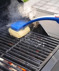 Bristle-Free BBQ Grill Steam Brush with Replaceable Heat Resistant Kevlar Head & Multi-Function Scraper Tool for Most Grates, BBQ Grill Cleaner for Safe, Heavy-Duty for Weber Grill Accessories