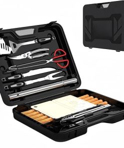 29 Piece Heavy Duty BBQ Tools Gift Set, BBQ Tools Grilling Set - BBQ Accessories with BBQ Tongs, Spatula, Fork, Brush - Stainless Steel BBQ Set - BBQ Accessories Gift for Men and Dad