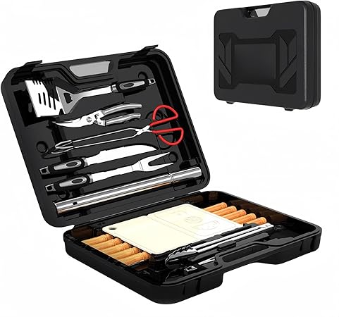 29 Piece Heavy Duty BBQ Tools Gift Set, BBQ Tools Grilling Set – BBQ Accessories with BBQ Tongs, Spatula, Fork, Brush – Stainless Steel BBQ Set – BBQ Accessories Gift for Men and Dad 29 Piece Heavy Duty BBQ Tools Gift Set, BBQ Tools Grilling Set - BBQ Accessories with BBQ Tongs, Spatula, Fork, Brush - Stainless Steel BBQ Set - BBQ Accessories Gift for Men and Dad