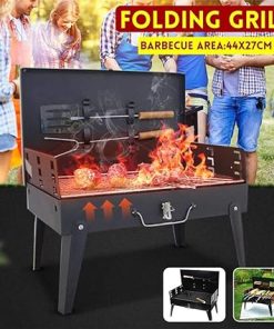 BBQ Grill Outdoor Portable Folding Grill Barbecue BBQ Camping Tool Convenient Outdoor Camping Party Iron Grill Barbecue Accessories with Handles 2