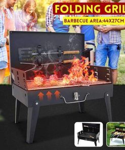 Portable Folding Grill Barbecue BBQ Camping Tool Convenient Outdoor Camping Party Iron Grill Barbecue Accessories with Handles 2