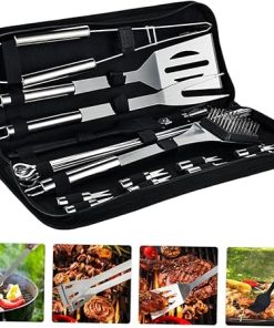 Happyyami Stainless Steel Tool Kit 22pcs Grilling Utensils Set Brush Fork Tongs Spatula for Outdoor Cooking 2