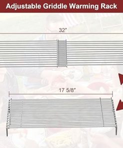 Adjustable Warming Rack for Blackstone 36 28 22 Inch Griddle, Heavy Duty Stainless Steel Grill Cooling Rack Warming Tray for Weber Charbroil Camp Chef and Most Flattop Tabletop Griddle 2