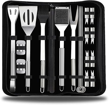 20 PCS BBQ Grill Tools Set, Stainless Steel Complete Grilling Accessories, Heavy Duty BBQ Accessories with Storage Case, for Camping, Traveling 20 PCS BBQ Grill Tools Set, Stainless Steel Complete Grilling Accessories, Heavy Duty BBQ Accessories with Storage Case, for Camping, Traveling