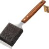 BBQ-AID Bristle Free Grill Brush and Scraper for Barbecue - Extended Large Wooden Handle With Replaceable Head - No Scratch BBQ Cleaning Accessories for Outdoor Grills