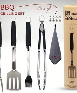 Grilling Tools BBQ Tools Set, Stainless Barbeque Grill Accessories -Spatula/Tongs/Fork/Brush Ideal BBQ Set Grilling Tools for Outdoor Grill, Gifts for Men Dad Loves Parrillada Asado Set 2