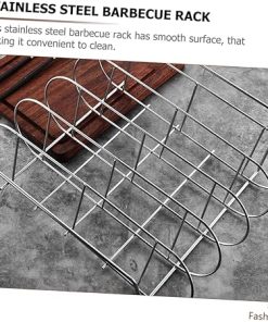 Stainless Steel Bbq Basket Rib Rack Rolling Grilling Baskets Barbecue Grill Tool 2