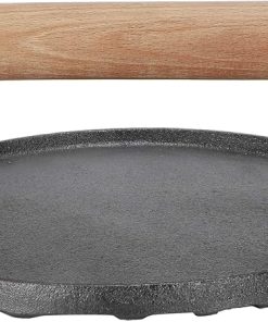Burger Press 7.08 Inch Round, Smash Burger Press, Grill Press, Bacon Press, Cast Iron Grill Press with Wood Handle for BBQ Griddle Accessories and Bacon Hamburger Steak Meat