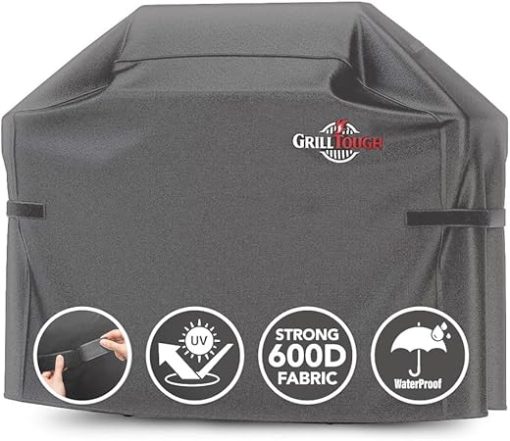 Heavy Duty BBQ Grill Cover for Outdoor Grill, 58 Inch – Waterproof, Weather Resistant, UV & Fade Resistant with Adjustable Straps – Gas Grill Cover for Weber, Charbroil, etc. Charcoal