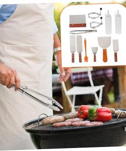 YARNOW 12pc Stainless Steel BBQ Tool Set Tongs Grilling Utensils Kit for Outdoor Cooking Grill Tool Set for Men 2