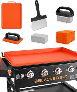 Upgraded Blackstone Griddle Cleaning Kit, with 36 Inch Silicone Griddle Mat, Oil Cup Liner, Heat-Resistant Silicone Spatula Mat with Hanger, Griddle Scraper, Cleaning Brick, Scouring Pads
