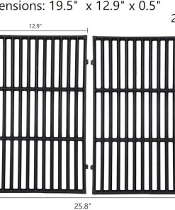 GasSaf 19.5 inch Grill Grates Replacement for Weber 7524, 7528, Genesis 300 E310 E320 E330 S310 S320 S330 EP310 EP320 EP330 Gas Grill, Set of 2 Cast Iron Cooking Grid Grates(19.5″ x 12.9″ x 0.5″) 2