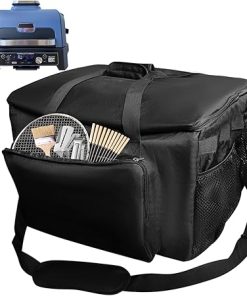 840D Thickened Grill Carry Bag for Ninja Woodfire Outdoor Grill,Fits Ninja Smoker OG800 900 Series.Three-Layer Thickened Material,Three Ways to Carry and Thickened Handle,Grill Accessories（Bag Only）