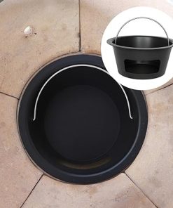KAMaster Kamado Grill Ash Can with Foldable Handle - Carbon Steel Ash Collector for Kamado Grill Joe Classic,Lightning-Fast Charcoal ash cleanup & High Temp Resistant(Applied to Classic Series)