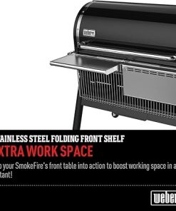 Weber SmokeFire EX6 Folding Front Shelf, Silver 2