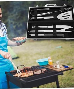 Grill Accessories Set 9pc Stainless Steel BBQ Tools Case for Camping Picnic BBQ 2