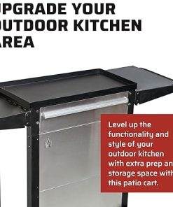 Camp Chef Patio Cart – Portable Storage Cart for Outdoor Cooking – With Side Shelves, Utensil Drawer, Propane Tank Storage & More – Top Measures 16″ x 25.5″ 2