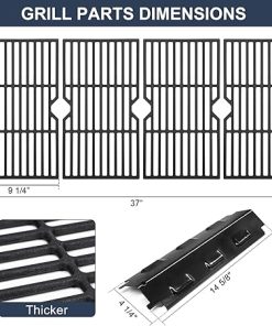 Criditpid Grill Replacement Parts for Charbroil 463230515 463239915 463230514, Porcelain Steel Grill Heat Plate Shields, Cast Iron Grill Grates for Char-broil 463230512 463230513 463234513 Grill Parts 2