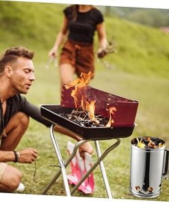 MERRYHAPY Barbecue Fire Starter Carbon Stove Grill Tool Chimney Starter Grill Lighter 2