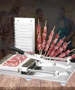 10 Strings Stainless Steel Bbq Skewer String Making Machine, Barbecue Skewers Meat Skewer Tool, Manual Kebab Making Tool,Quick Portable Meat Skewer Box