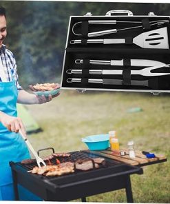 12pc Stainless Steel BBQ Grilling Tools Kit Outdoor Grill Utensils Set Storage Box BBQ Tools for Camping Party 2