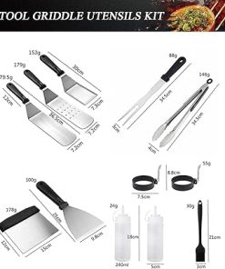 15PCS Set Includes The Stainless Steel Flat Top Grill Accessory Set, The Blackstone Skillet Accessory Set, and The Spatula Grill Spatula Clamp Egg Ring. 2