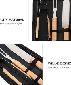3 Sets Accessories with Cutter BBQ Portable Grill Grilling Bag Barbecue Cooking Steel Beef Tools Meat Tongs and Storage Kitchen Gadgets Outdoor Backyard Heavy Stainless Turner 2