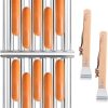 Roller Rack, Grill Roller for BBQ Hot Dog, Stainless Steel with Handle Wood, 2Pcs, Inch 5.5 X 6.5, Tools Roller Barbecue, Outdoor for Accessories Grilling