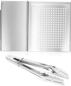 Top Grill Tool Set Stainless Steel Barbecue Plate Food Tongs for Outdoor Cooking Prep Serve Trays