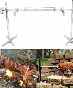 110V/15W 50-70KGF.CM Barbecue Grill Multifunction Lamb Pig Goat Charcoal Barbeque Grill Roaster Stainless Steel Motor BBQ Grill Set Roasting Machine for Family,Camping 2