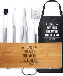 Custom Grill Gifts in Style with Our Personalized Dad BBQ Set: Custom Engraved Grilling Tools and Apron