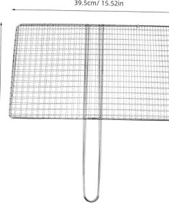 YARNOW Stainless Steel Fish Grill Basket with Handle for Outdoor BBQ Portable Rack for Grilling Meat Vegetables and Fish Camping and Picnics 2