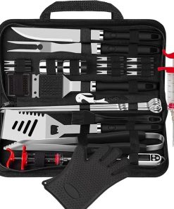 Barbecue Tool Sets 26Pcs Grilling Accessories Kit for Men Women Stainless Steel Heavy Duty BBQ Tools with Glove and Corkscrew Grill for Barbecue 2