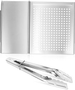 Stainless Steel Barbecue Plate Food Tongs Grill Griddles BBQ Tools Set Outdoor Cooking Accessories Prep Serve Grilling Pan
