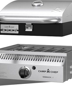 Camp Chef Sidekick Sear - Includes BBQ Box for Pellet Grill - Accessory for Outdoor Cooking - Sear & Grill with Ease - 14" Cooking System Compatible, Silver