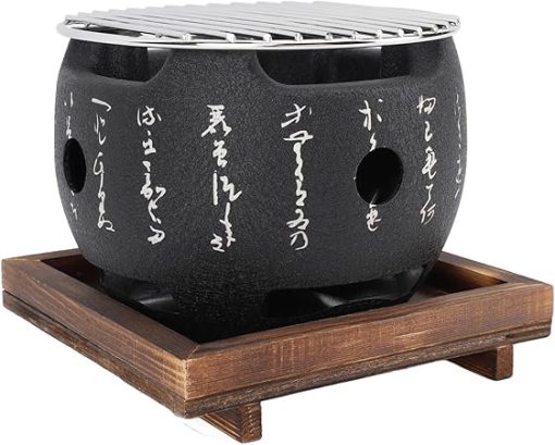 Japanese Style BBQ Grill, Mini Portable Japanese BBQ Grill Round Food Charcoal Stove Household Barbecue Tool Accessories for Grilling Family(L)