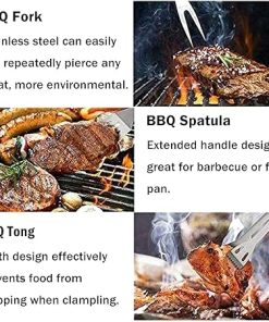 3Pcs BBQ Grill Tools Set, Stainless Steel Barbecue Accessories Set with Lightweight Carrying Case, Complete Outdoor Indoor Grilling Barbecue Utensil Gift Set Useful 2