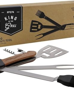 Gentlemen's Hardware - Detachable 5-in-1 King of the Grill BBQ Multi-tool, For At Home or On The Go, Stainless Steel, Versatile, Convenient