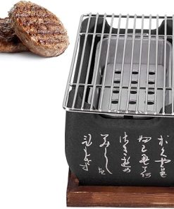 Japanese BBQ Grill, Portable Barbecue Stove with Wire Mesh Grill and Base BBQ Tools Accessories for Yakiniku, Yakitori, Takoyaki