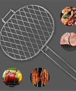Barbecue Grilling Basket,Stainless Steel Grilled Fish Clip Bold Large Grilled Fish Clip Outdoor Barbecue Tool Barbecue Meat Roast 2