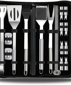 20-Piece Stainless Steel BBQ Tool Set, Heavy Duty Grilling Accessories Kit with Storage Case, for Outdoor Cooking, Camping, Barbecue & Kitchen