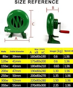 DARZYS Hand Crank Blacksmith Forge Blower, Heavy Duty Cooking Manual BBQ Air Blower, Portable Manual Hand Crank Bellows, for Outdoor Camping Grill Blower Tool(150W) 2