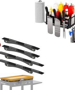 Griddle Caddy with Magnetic Tool Holder and Paper Paper Towel Holder for Blackstone, Magnetic Stainless Steel Wind Guards for Blackstone Grill Protect Flame Hold Heat