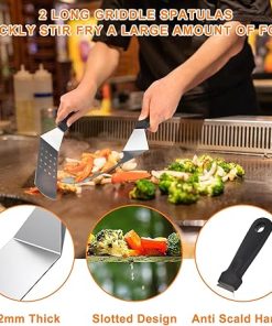 Griddle Accessories Kit, 24Pcs Grilling Accessories Set for Blackstone and Camp Chef, Flat Top Griddle Accessories Set with Scraper, Enlarged Spatulas, Basting Cover for BBQ 2